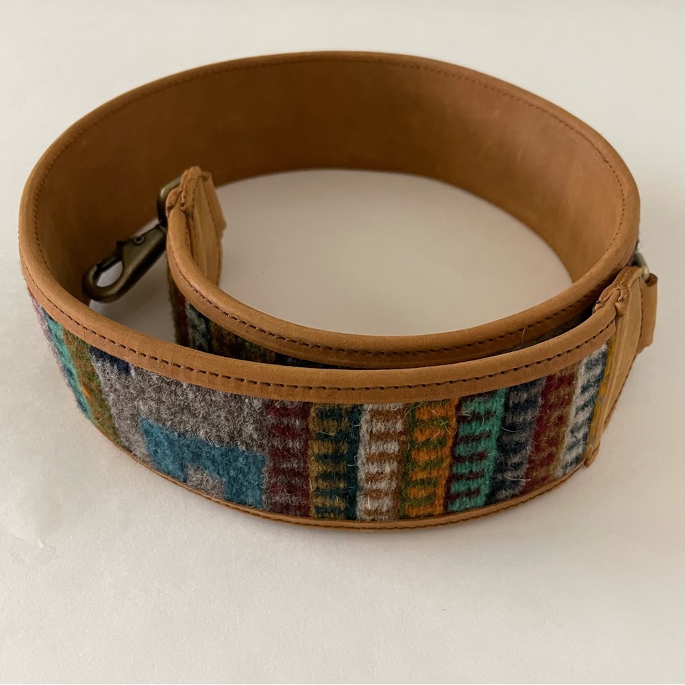 NWT Nena & Co. Handwoven Mexico collection tobacco leather full grain bag strap